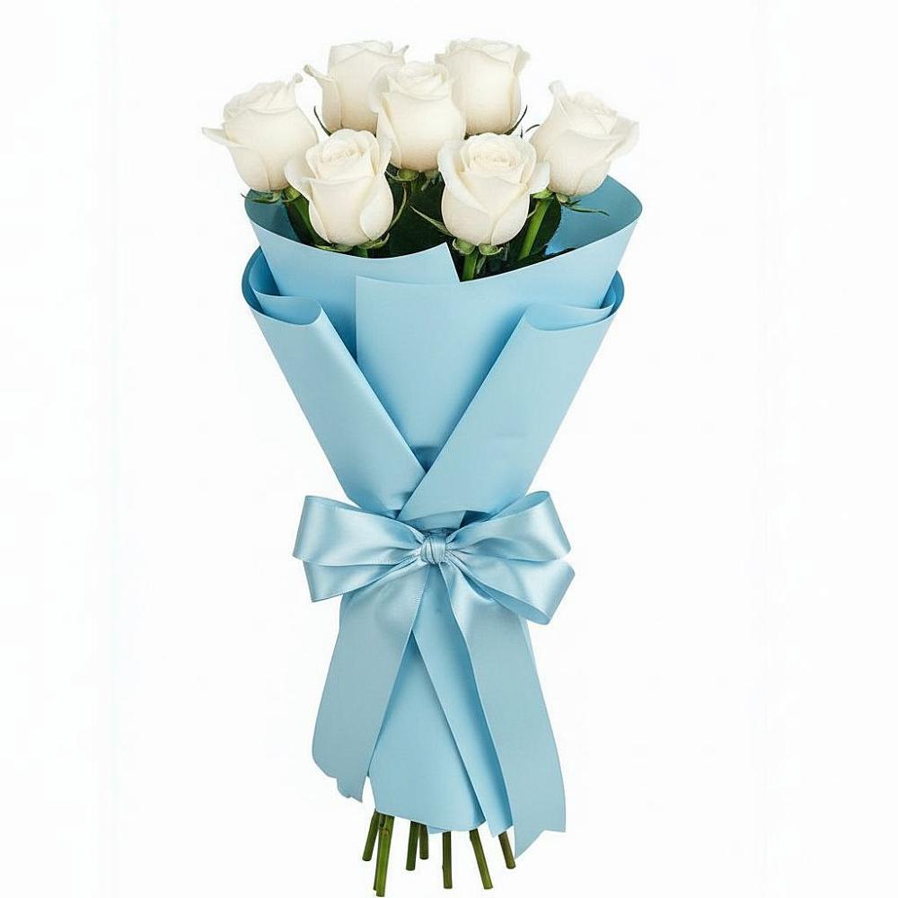 Букет 7 белых роз Проуд в Николо-Александровском