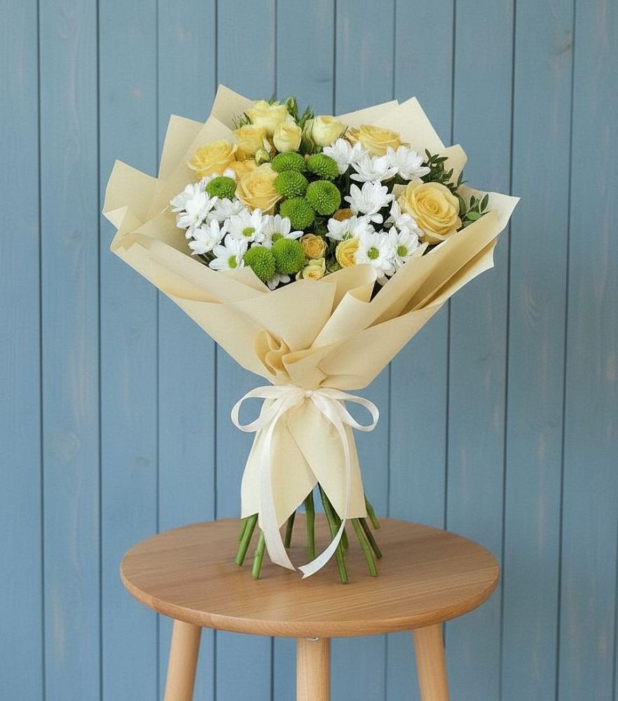 Букет цветов из: Хризантемы и Розы в Николо-Александровском