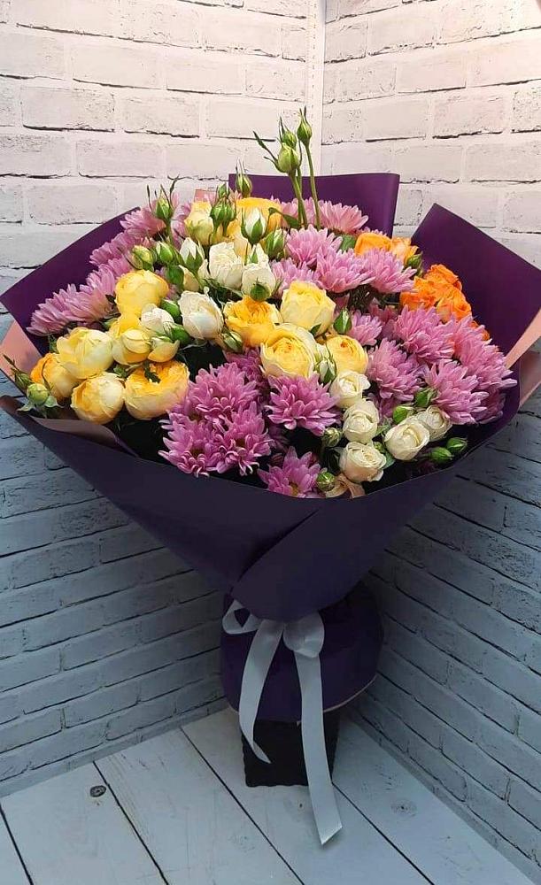 Букет цветов из: Хризантемы и Розы в Николо-Александровском