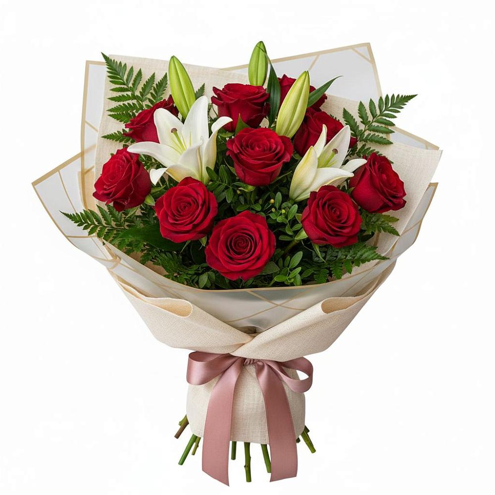 Букет цветов из: Лилии и Розы в Николо-Александровском