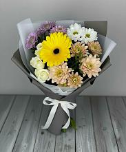 Букет цветов из:  Розы, Герберы и Хризантемы в Николо-Александровском