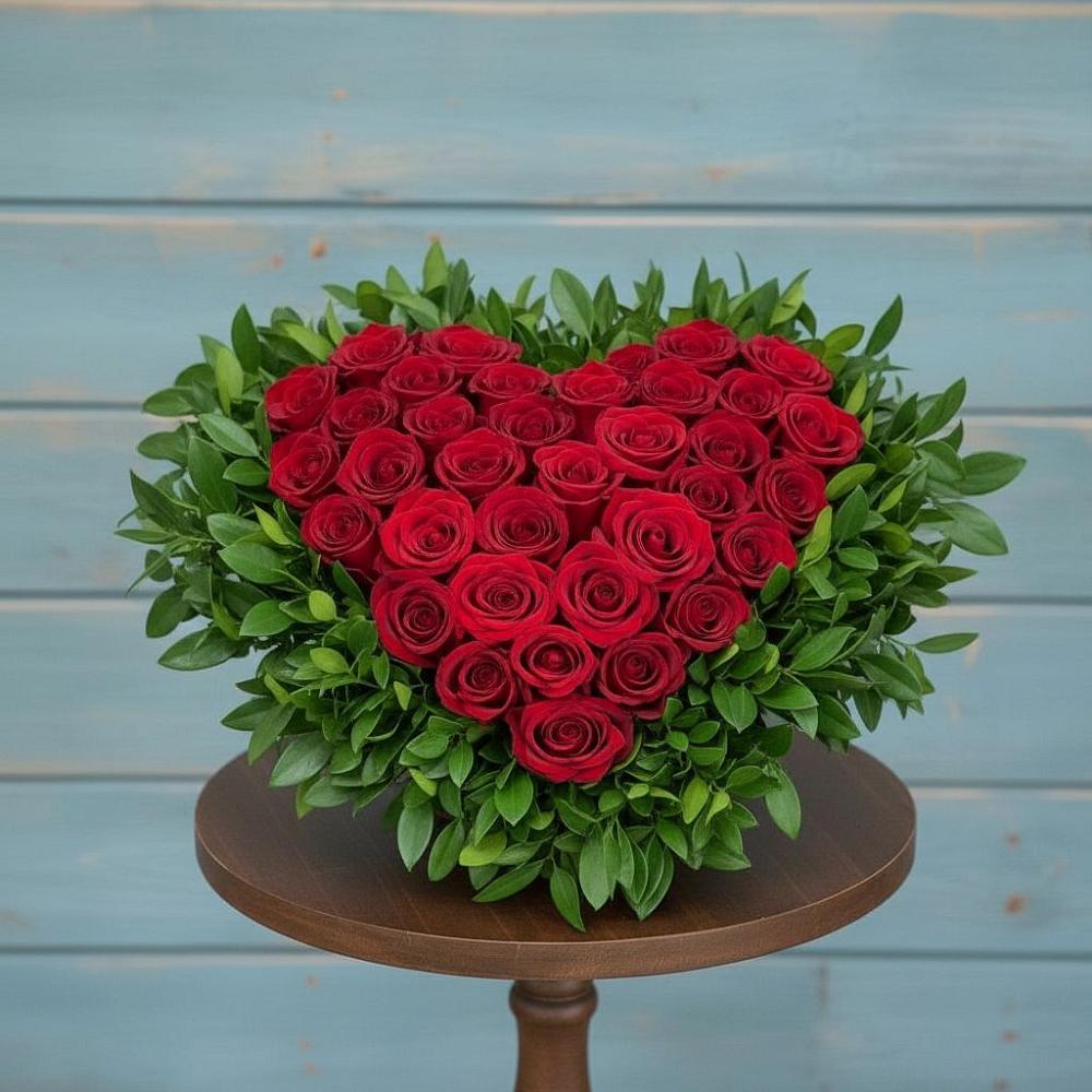 Цветочная композиция из Розы в виде сердца в Николо-Александровском