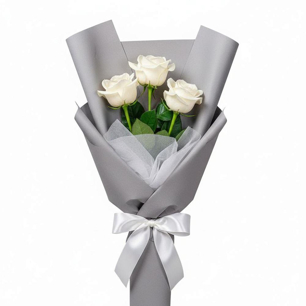 Букет 3 белые розы в Николо-Александровском