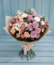 Букет цветов из:  Хризантемы, Розы и Альстромерии в Николо-Александровском