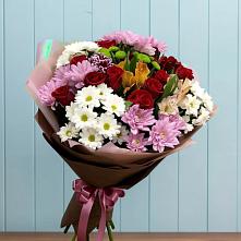 Букет цветов из:  Розы, Хризантемы и Альстромерии в Николо-Александровском