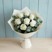Букет Белые розы в Эвкалипте в Николо-Александровском